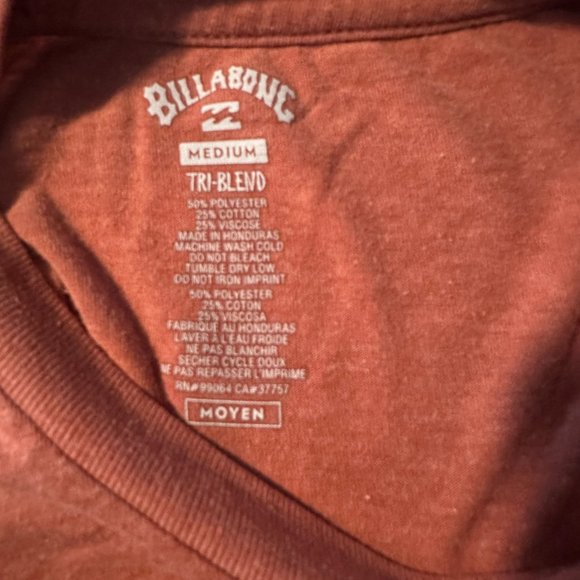 Billabong Tri-blend Orange Men's T-Shirt Size: M - Picture 2 of 5